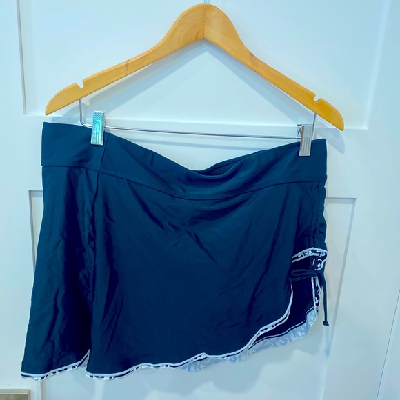 Brand new 2 pc bathing suit. Skort with Tankini. Black with white ruffle. - Picture 5 of 6